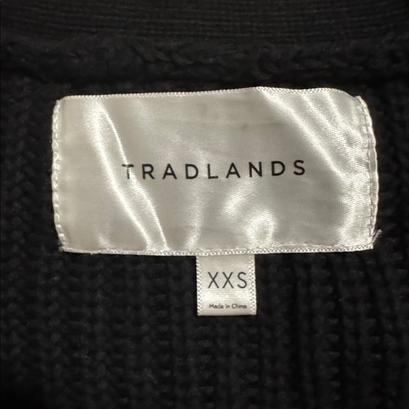 Tradlands The Shelter Cotton Cardigan Black Chunky Ribbed Knit Button Crop-XXS - Picture 8 of 10